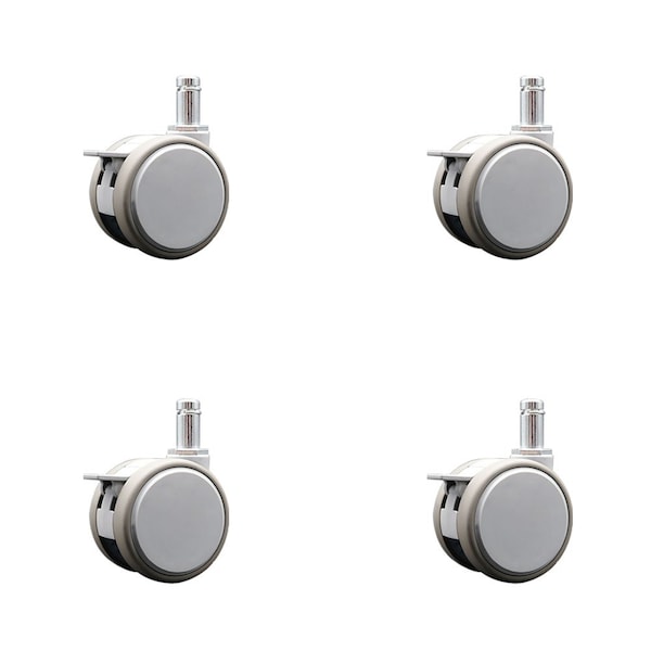 Service Caster 3 Inch MRI Safe Casters with Brakes, 7/16 Inch Grip Ring Stem, Set of 4, SCC, 4PK SCC-GR02S75-TPR-GRY-B-71678-MRI-4 - main
